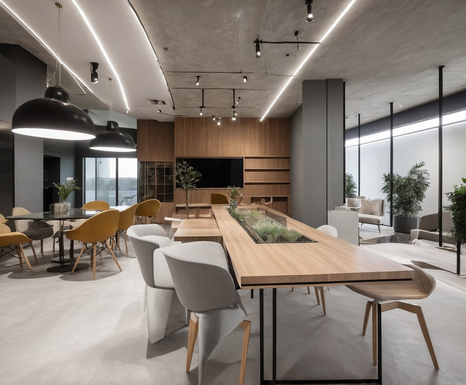 Espacio comercial con muebles innovadores.